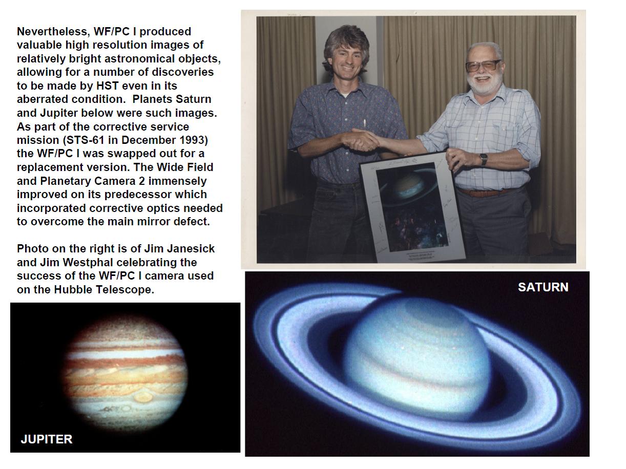 Janesick: Jamesw Janesick and Jim Westphal after success of Hubble WF/PC I