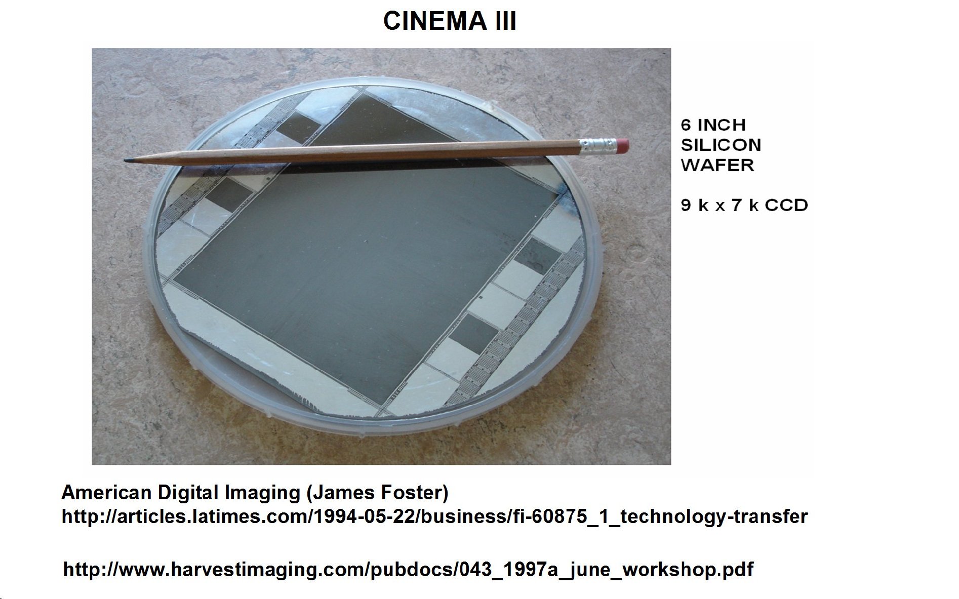 Janesick Cinema III commercial CCD imager wafer