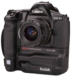 kodak dcs 520, canon eos d2000 dslr vintage digital camera 1998